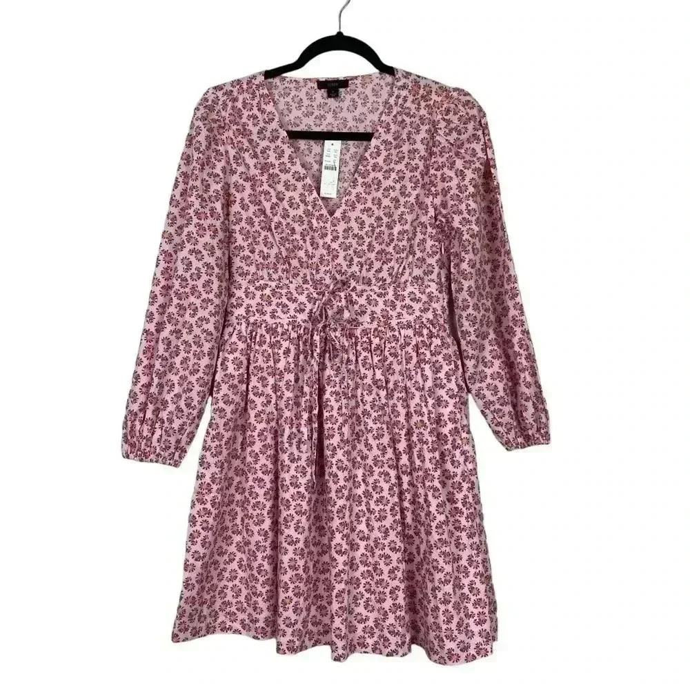 J Crew V-neck cotton poplin mini dress in peony paisley Size 2